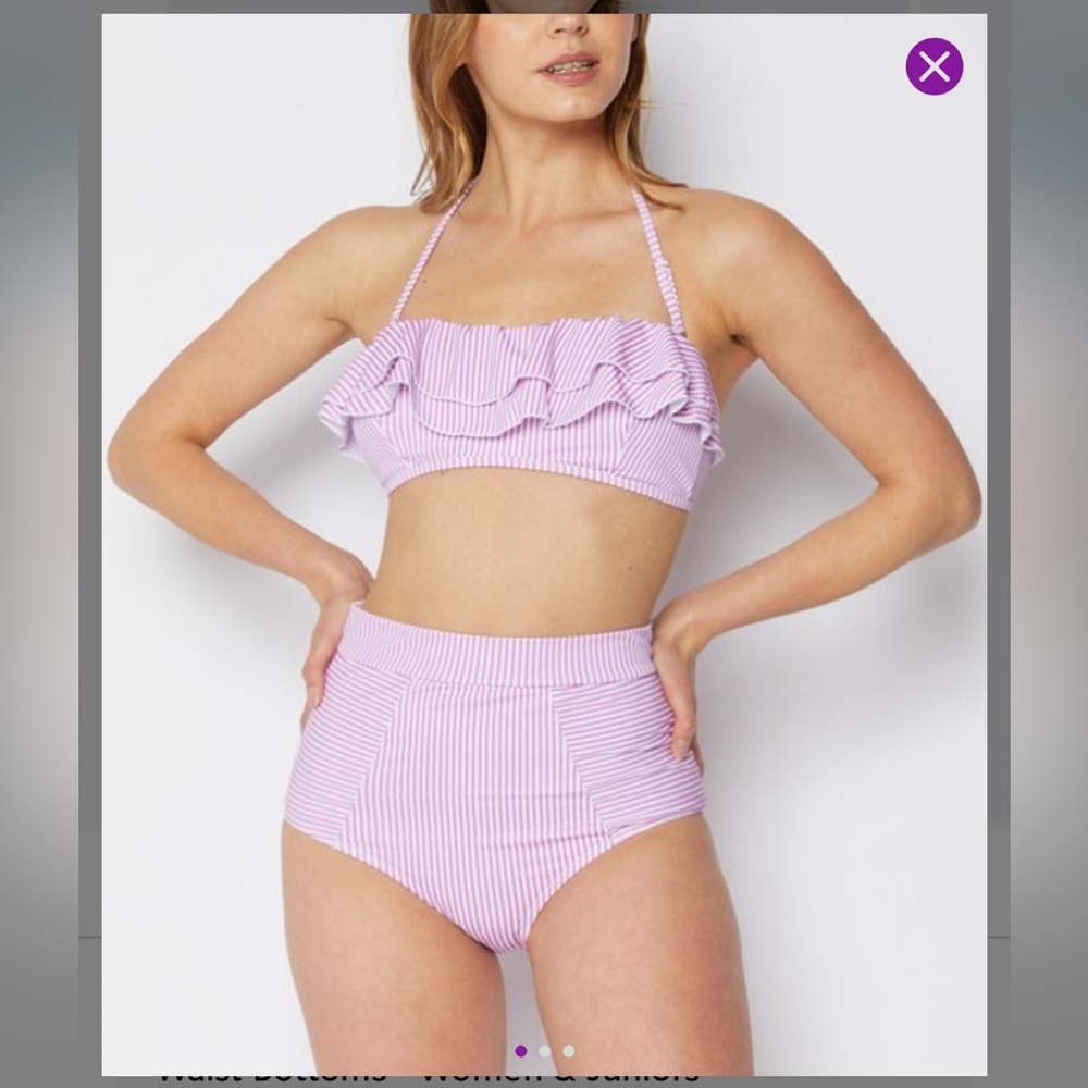 Marina West pink seersucker high waist bikini set size M NWT